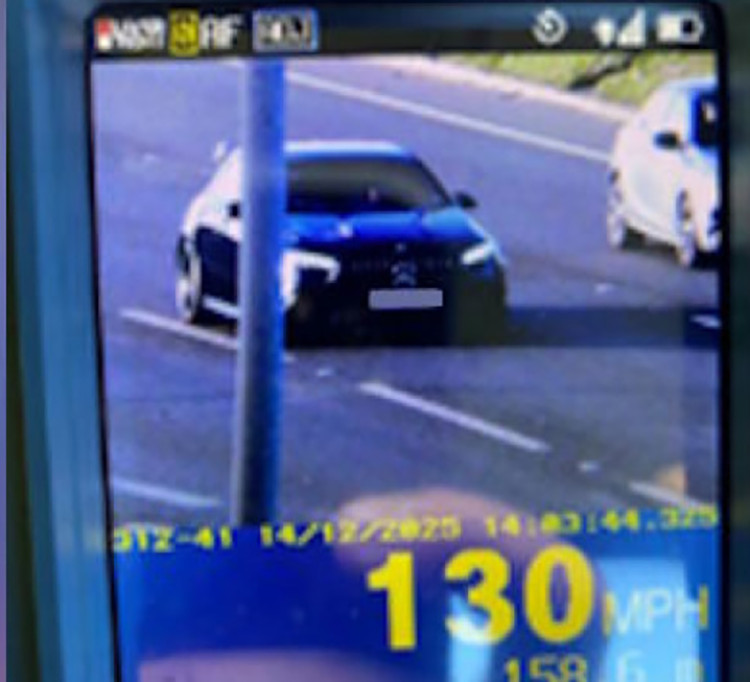 Mercedes was clocked at 130mph. 