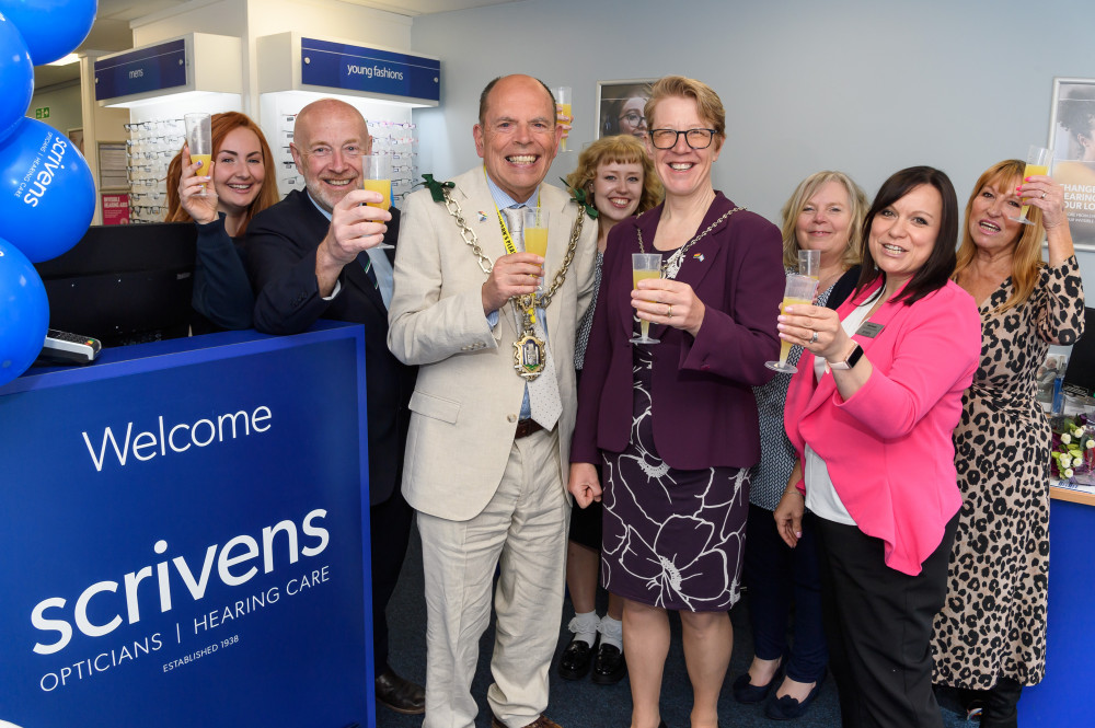 Andy Canning (Mayor) and Mel Lane (Mayoress) with the Scrivens Dorchester team
