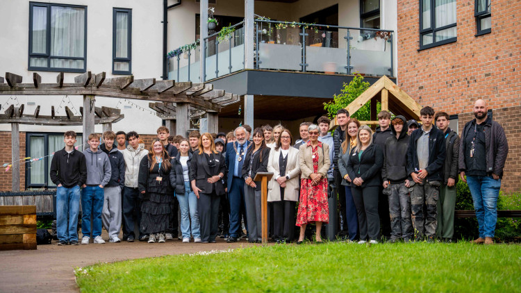 NSCG Newcastle College whose students’ completed hours of design and labour to reopen the garden at Belong care home (image via NSCG)