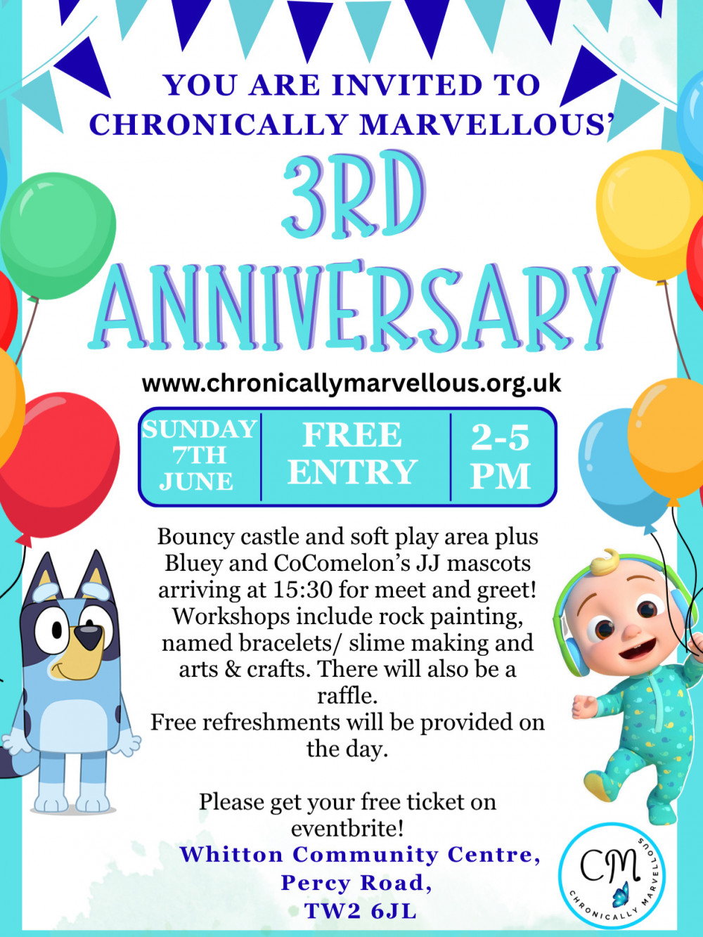 Free Family Community Fun in celebration of 3 years with CM