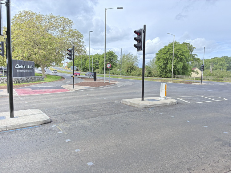 Street traffic lights at the A39 junction with Clarks Village have been replaced on time and on budget after a major Somerset Council scheme. (Supplied)