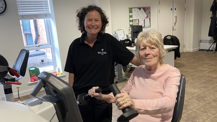 Exercise specialist Julie Whittingham-Jones and Chris Bougourd in the gym at Belong Newcastle-under-Lyme (image via Belong)