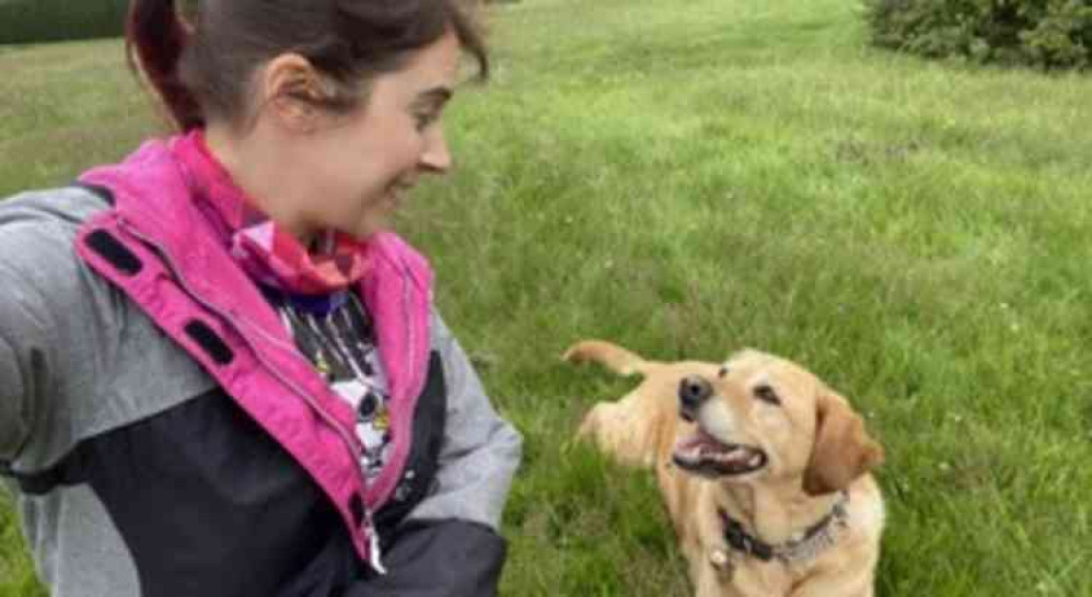 Adele in Coalville with Lulu the guide dog, who she walks voluntarily for the Cinnamon Trust Charity