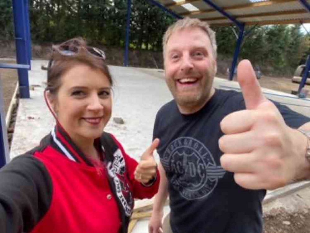 Adele with her fiancé Drew Preston at the site of the new dog daycare centre - Broom Leys Farm, Coalville