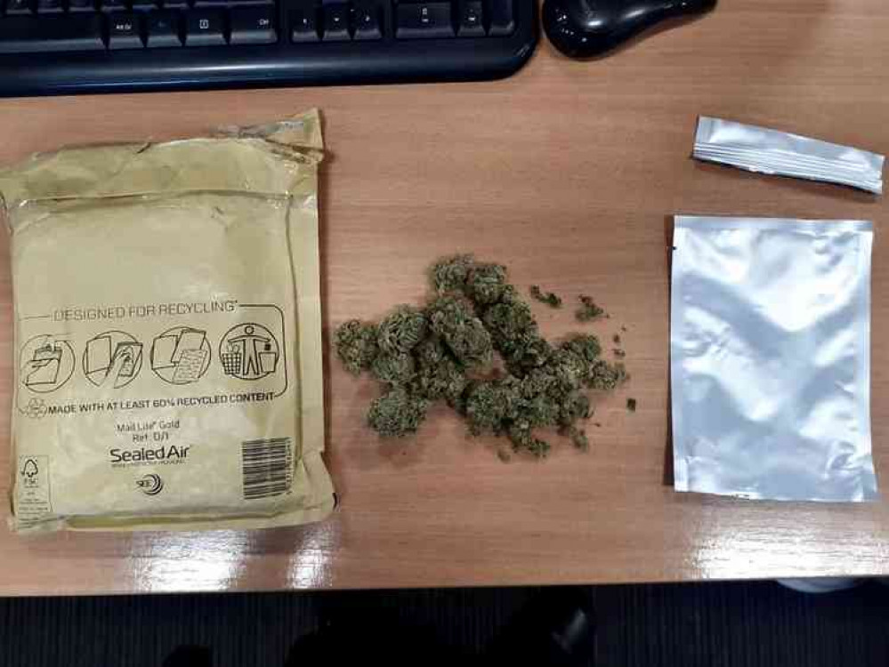 A package containing drugs was intercepted by Coalville Police on the same day