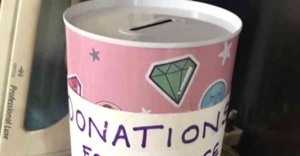 Thringstone's village store has a collection tin with proceeds going to the woman and her family