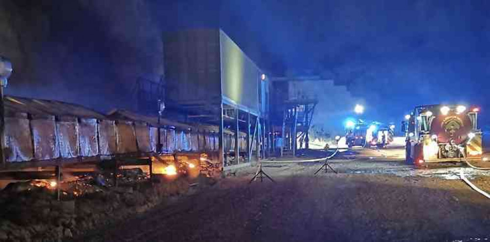 The quarry blaze was 'well alight'. Photo: Leicestershire Fire and Rescue