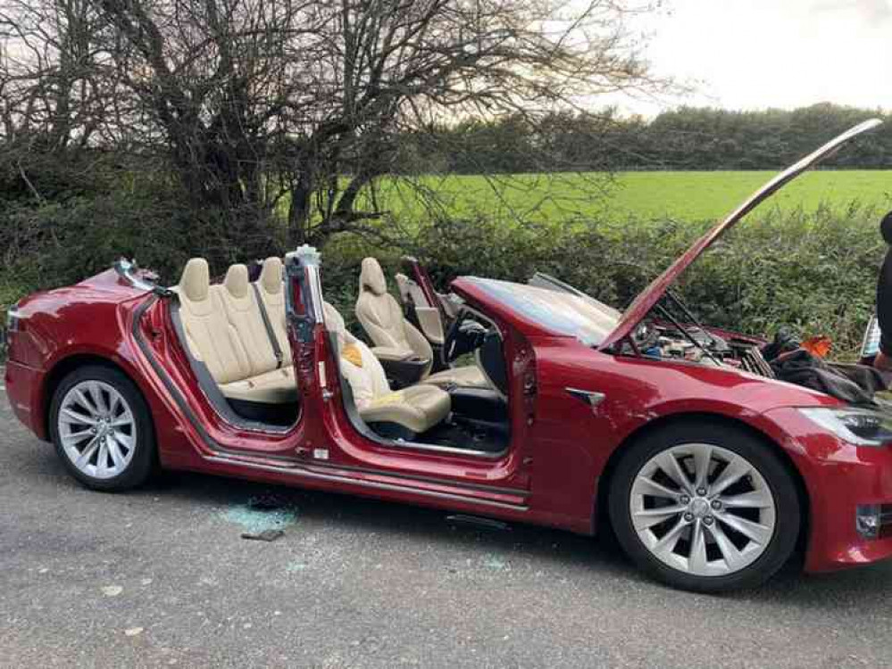 The roof of the car had to be cut off. Photo: Leicestershire Fire and Rescue Service