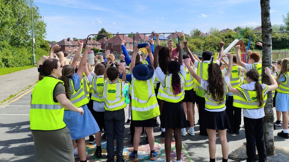 Leighton Academy pupils teamed up with Crewe St Barnabas councillor, James Pratt, for a community litter pick at Leighton Brook Park, collecting around 15 bags of rubbish (Photo: Supplied).