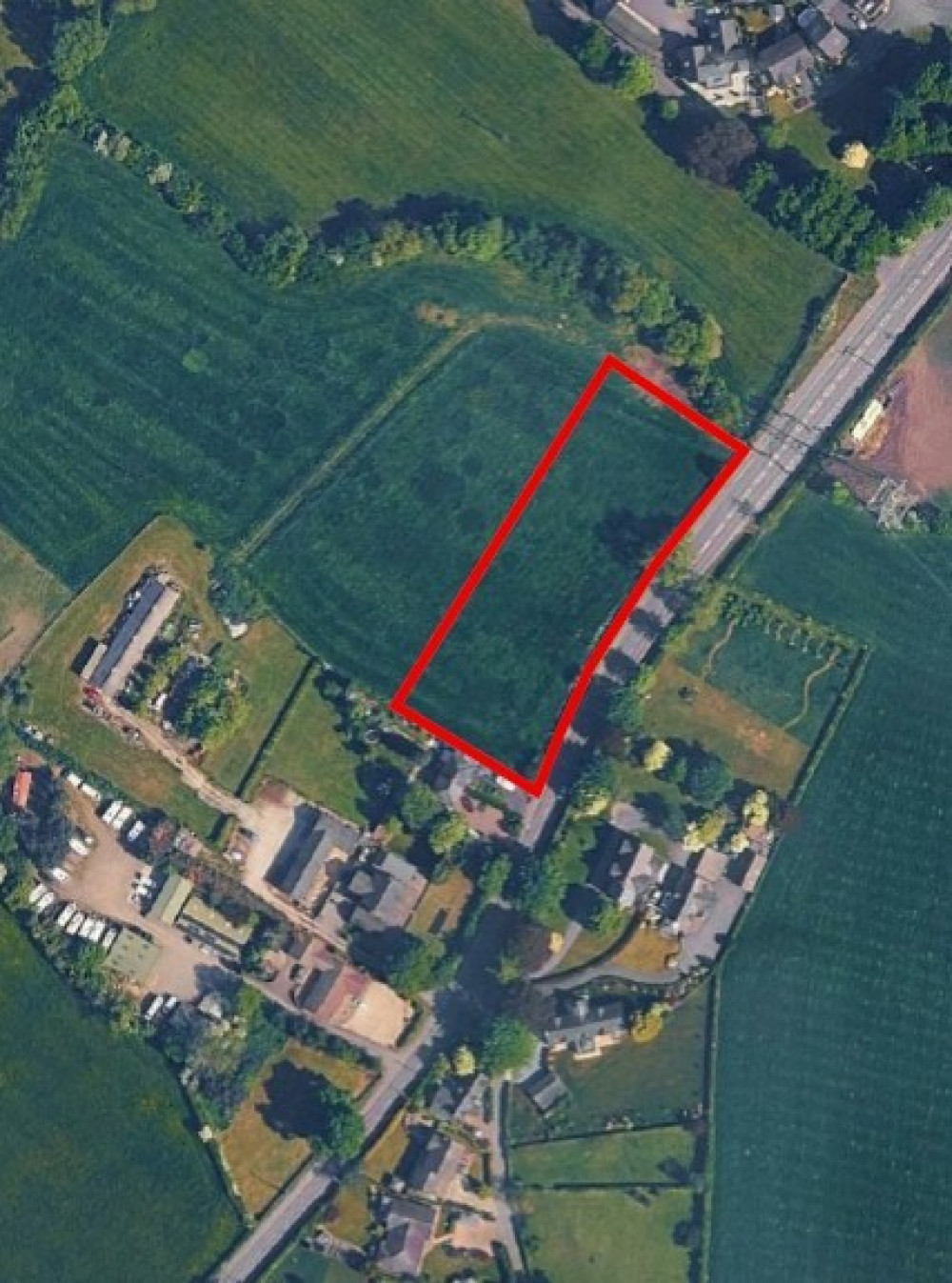 6 Homes Crewe Road Haslington (Daniel Matthias Architecture, From Planning Documents) Aerial view of the application site for the proposed six homes off Crewe Road at Haslington (Daniel Matthias Architecture, from planning documents)