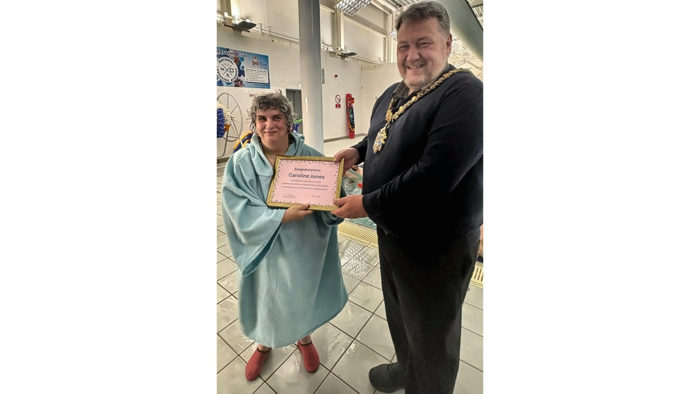 Caroline Jones, 58, completed a remarkable 20-mile swim over 26 weeks at Crewe Lifestyle Centre (Photo: Gareth Roberts).