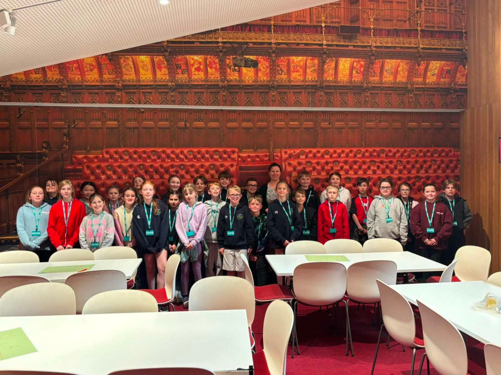 Pupils from Alsager's Highfields Primary School visited their local MP, Sarah Russell, in Parliament recently. (Photo: Sarah Russell MP)