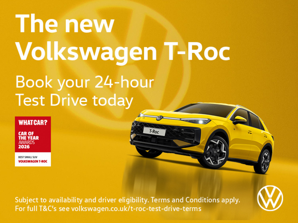 Our Motors Partner at Crewe Volkswagen are delighted to offer local drivers from Sandbach the opportunity to experience the Volkswagen T-Roc. (Photo: Swansway).