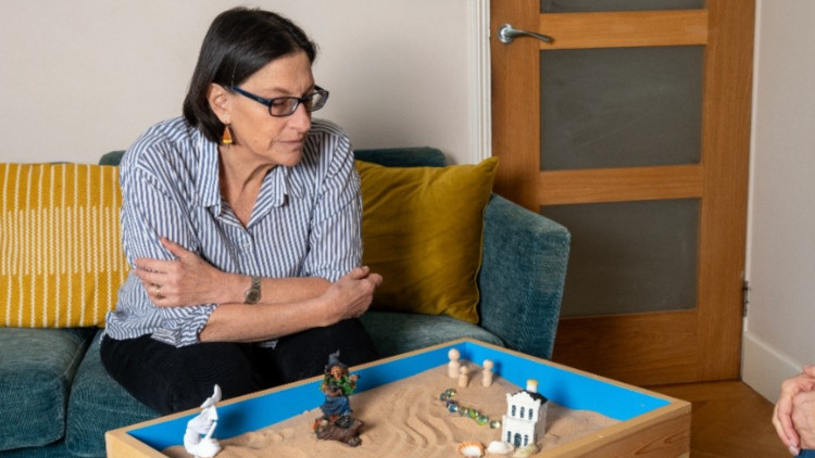 The Greenhouse Therapy Rooms explain how a simple sandbox helps some patients to express themselves in a creative way (credit: Image supplied). 