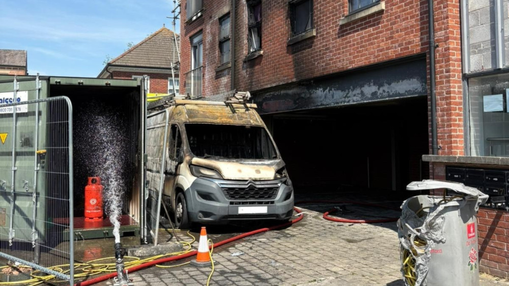 The damage caused by the van fire in Macclesfield on Wednesday, May 27 (Credit: CFRS)