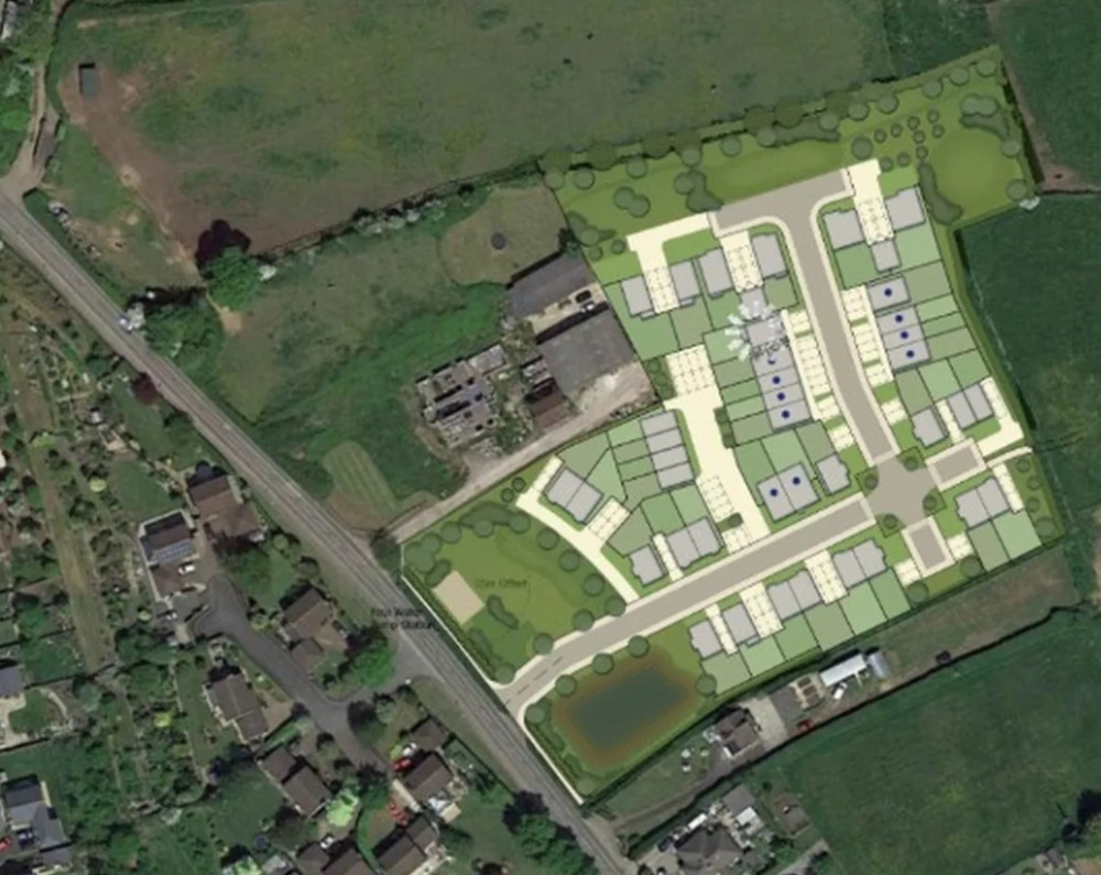   Plans for 40 homes on the B3081 Prestleigh Road in Evercreech. CREDIT: Rubix Strategic Ltd