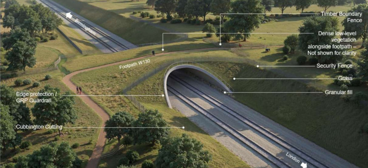 The new bridge will carry footpath W130 over the HS2 line (Image via planning application)