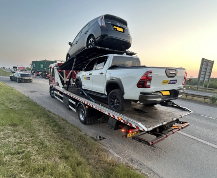 A man was arrested in a Warwick car theft case after trying to flee site where officers were recovering the car (image via OPU Warwickshire) 