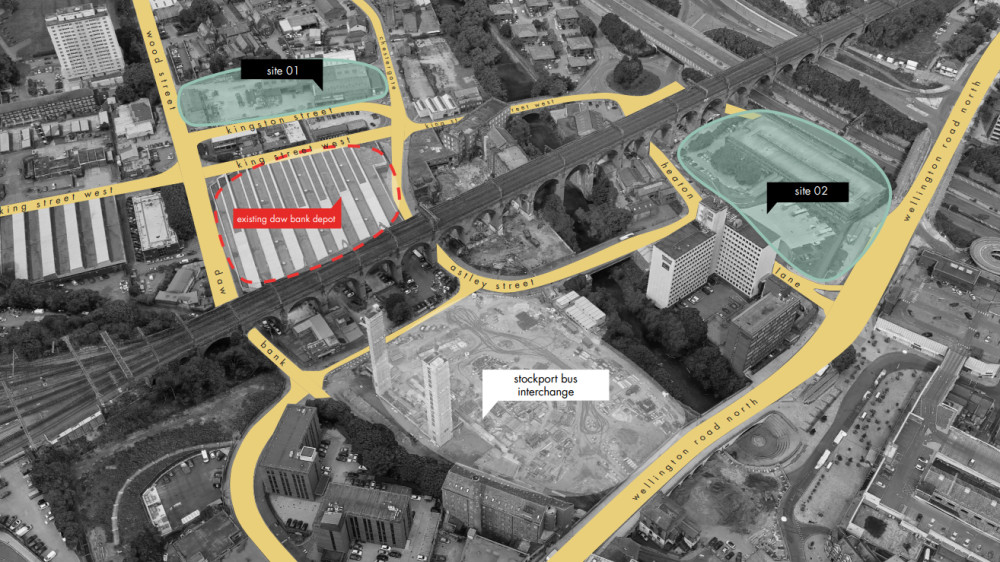 New temporary bus depots are being built at Heaton Lane and Wood Street, with the Daw Bank depot set to be demolished (Image via SMBC planning portal)