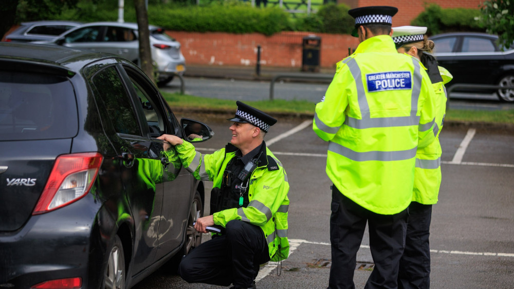 Police were deployed to Stockport on Wednesday 20 May with a view to tackling driving offences - 56 vehicles were stopped throughout the day (Image - GMP)