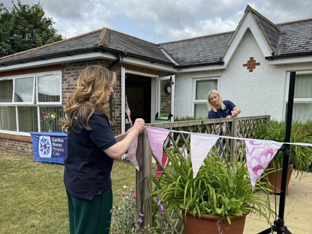 Natalie Cassidy helping set up the Hospice's Wildflowers event (image: Big Mountain Productions)