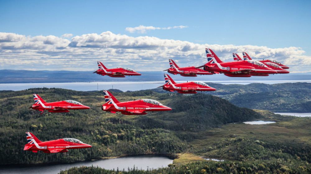 The Red Arrows will perform two displays at the Midlands Air Festival this weekend (image via SWNS)