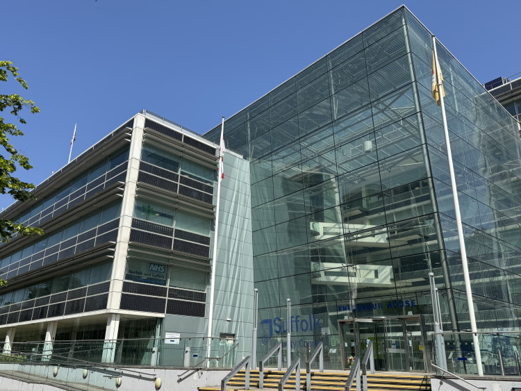 Suffolk County Council now flies the Cross of St George flag instead of the Ukrainian flag. Picture: Suffolk County Council