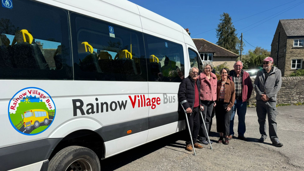 Representatives of Rainow Village Bus and Bridgend Centre with Ken Butler, a key driving force behind the establishment of the community bus in Rainow (Credit: Supplied)
