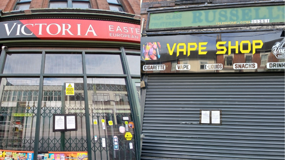 Longton Drinks Limited Vape Shop and Victoria Eastern European Food have been issued with closure orders (images via Stoke-on-Trent City Council)