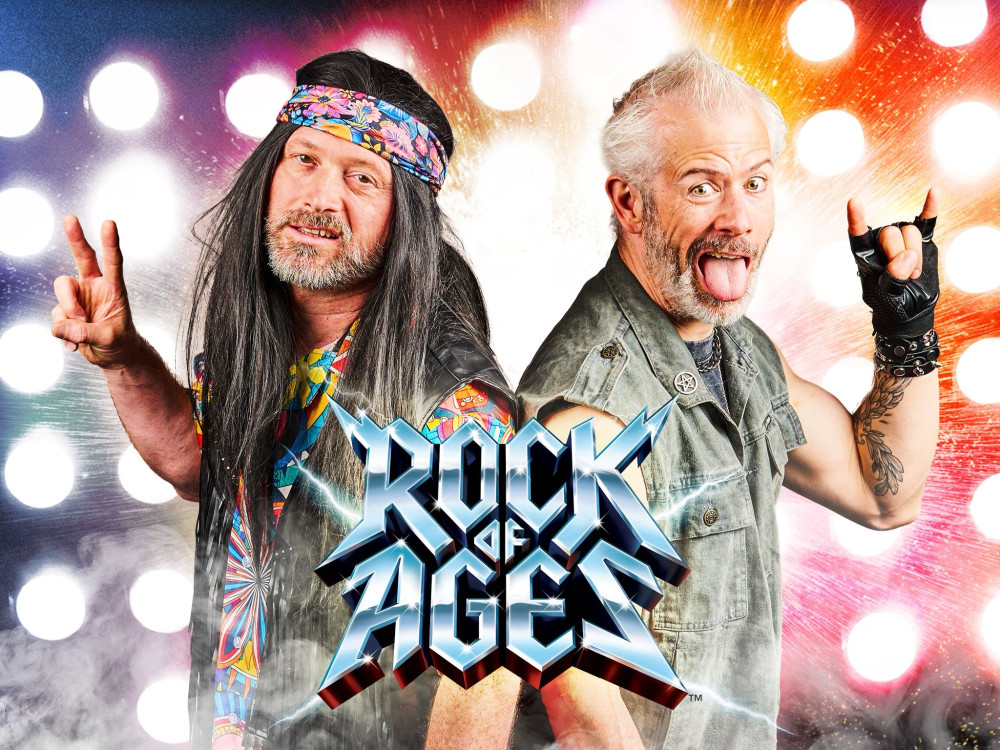 Phil Spencer as Dennis Dupree (L) and Dan Gough as Lonny (R) bring the humour and heart of the Bourbon Room to life in Rock of Ages (image by Robert Warner)