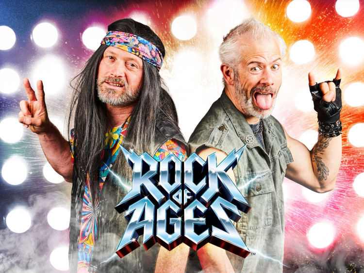 Phil Spencer as Dennis Dupree (L) and Dan Gough as Lonny (R) bring the humour and heart of the Bourbon Room to life in Rock of Ages (image by Robert Warner)