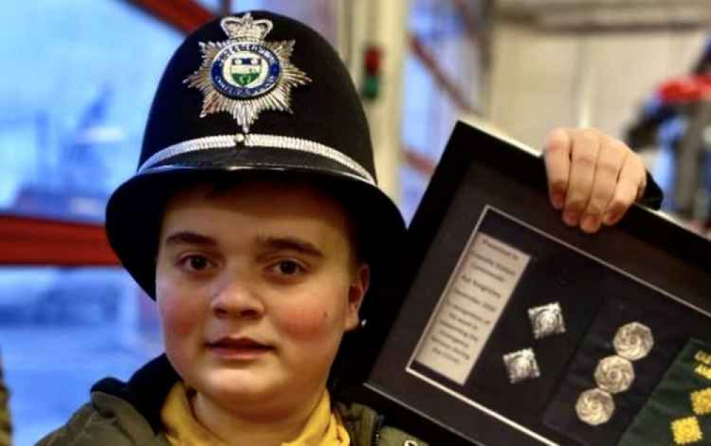 Kai has so far raised nearly £700 to buy presents for some of the area's key workers. Photo: Leicestershire Police