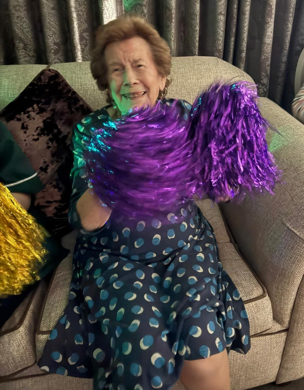 Rose and other residents at Crandon Springs Care Home in Wells, Somerset, enjoyed a colourful pom-pom dance session led by Tina Blackwill, known as "The Pom-Pom Lady."