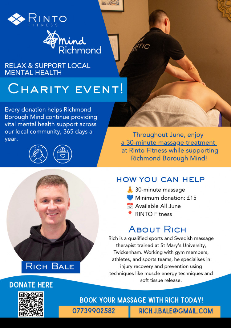 Book a 30-minute massage at RINTO Fitness for Charity