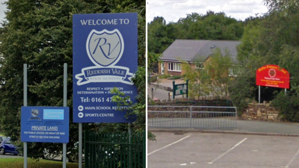 Ofsted reports have been published for both Reddish Vale High School and Mellor Primary School (Images - Google Maps)