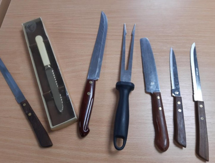 A selection of knives handed in during a previous amnesty campaign in Cheshire (Credit: Cheshire Police)