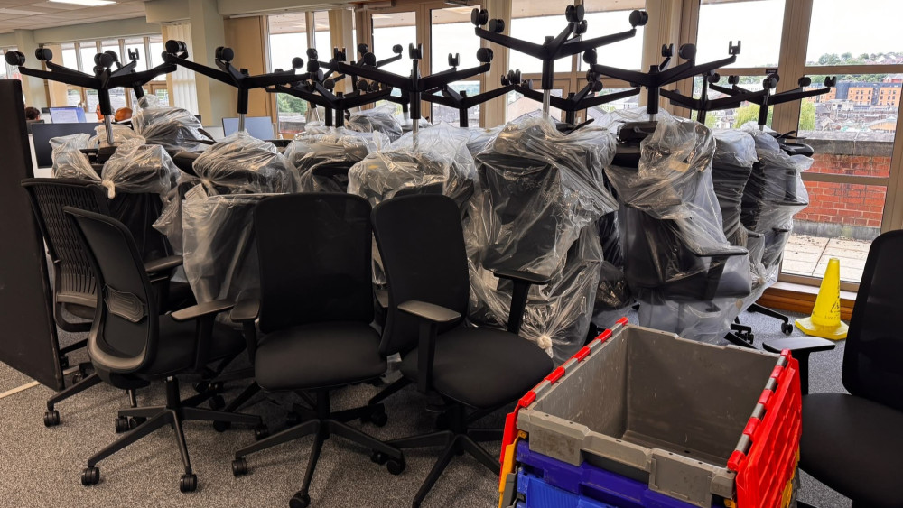 New office chairs at the Civic Centre in Stoke (image via LDRS)