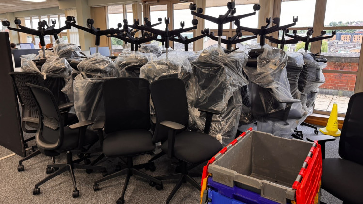 New office chairs at the Civic Centre in Stoke (image via LDRS)