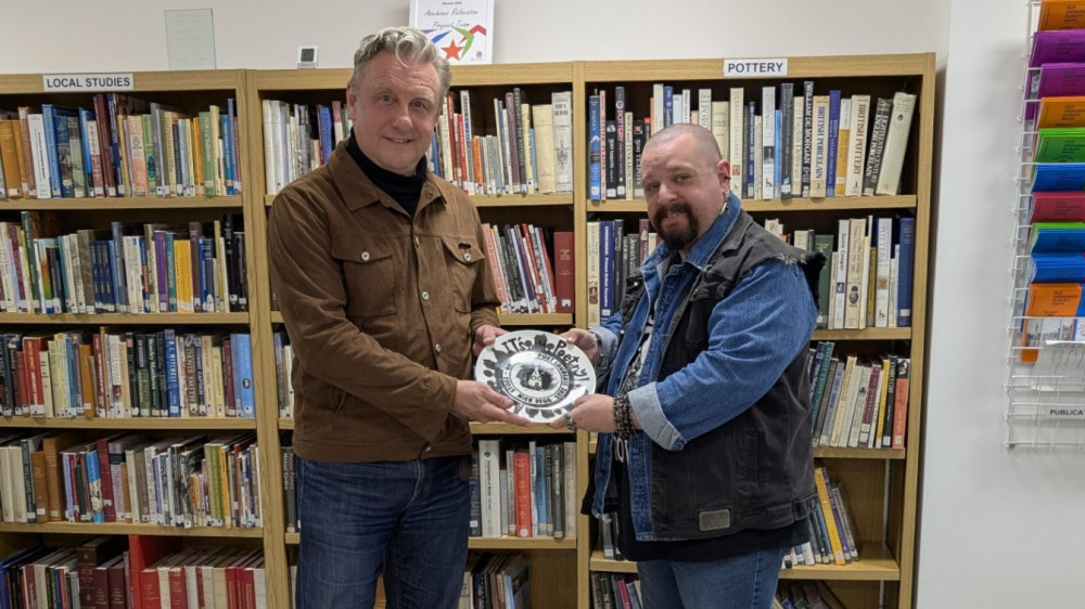 Steven Beattie (right) has officially taken up the role following a handover event with outgoing laureate Nick Degg (left) (image via Stoke-on-Trent City Council)