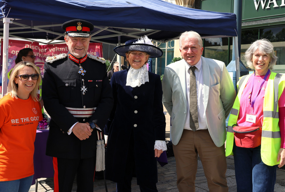 Hannah Morgan-Gray, CEO at North Herts and Stevenage CVS, Lord Lieutenant Robet Voss, Anna Rankin, High Sheriff of Hertfordshire, Cllr Lloyd Briscoe Mayor of Stevenage, Emily Butterworth Project Lead at GoVolHerts 