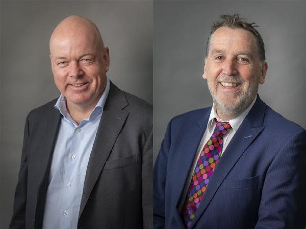 Nantwich South and Stapeley councillors, Geoff Smith and John Priest, have teamed up with Connor Naismith MP, requesting a delay of the Brookfield Hall auction (Photo: CEC).