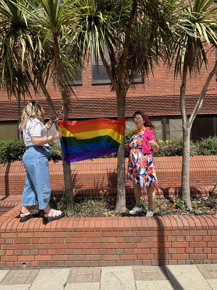 The Pride flag was raised outside the town hall, despite the council's wishes!