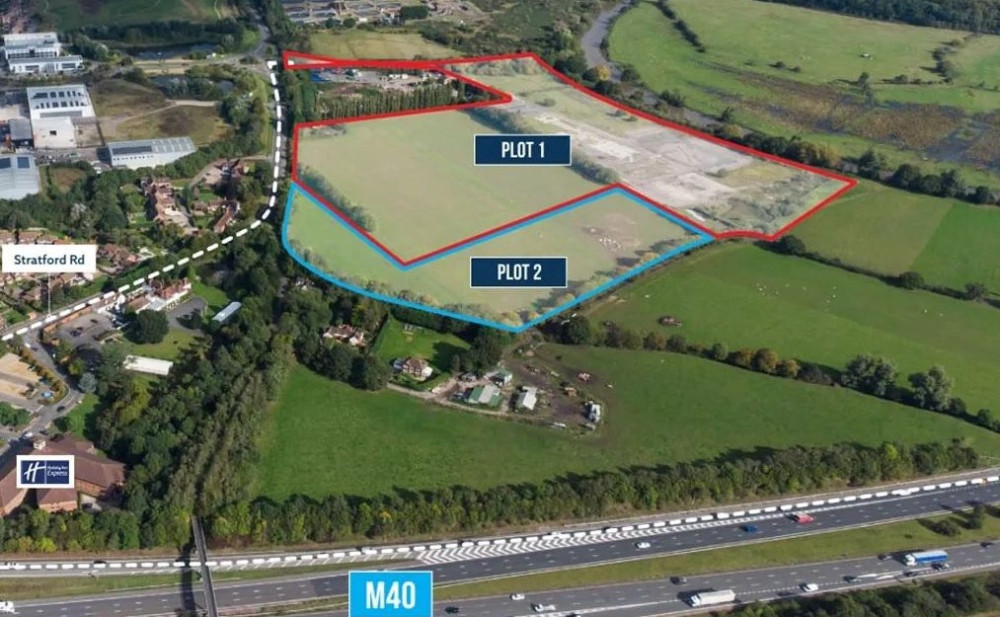 The land is next to Junction 15 of the M40, opposite Tournament Fields Business Park (image via Bromwich Hardy)