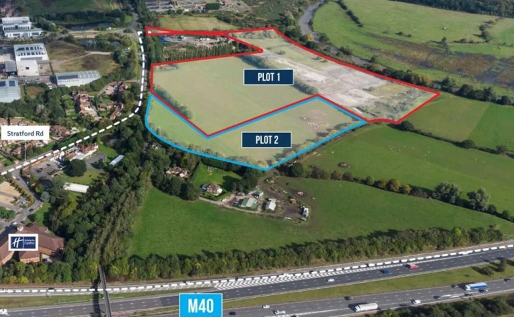 The land is next to Junction 15 of the M40, opposite Tournament Fields Business Park (image via Bromwich Hardy)