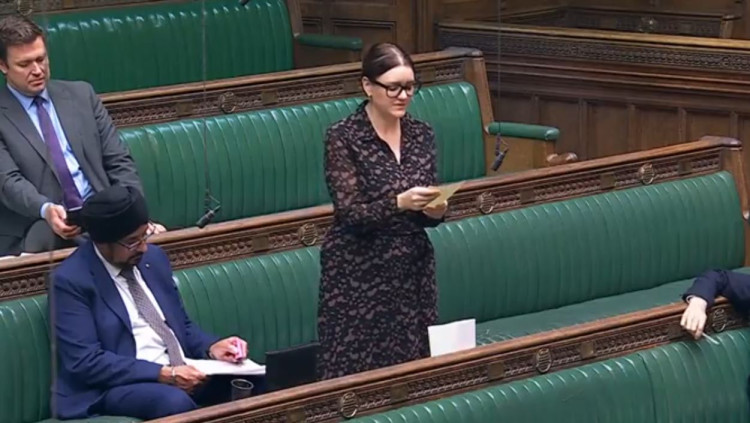 Stafford MP Leigh Ingham raises concerns over the potential closure of the Highfields post office in the Commons. (image via parliamentlive.tv)