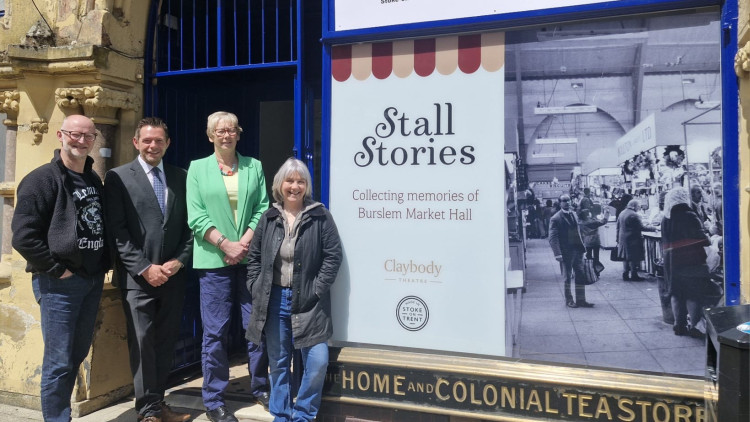 Conrad Nelson (Joint Artistic Director, Claybody Theatre); David Williams MP (SOT North); Cllr Jane Ashworth (Leader of SOT City Council); Deborah McAndrew (Joint Artistic Director, Claybody Theatre) (image via Claybody Theatre)