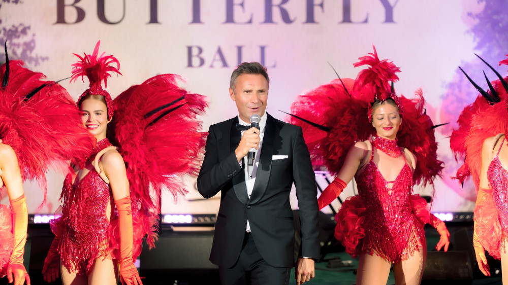 The Butterfly Ball was hosted by singer, presenter, and theatre producer, Jonathan Wilkes (image via Caudwell Children)