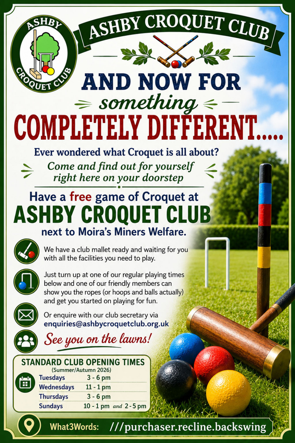 Free Croquet Sessions