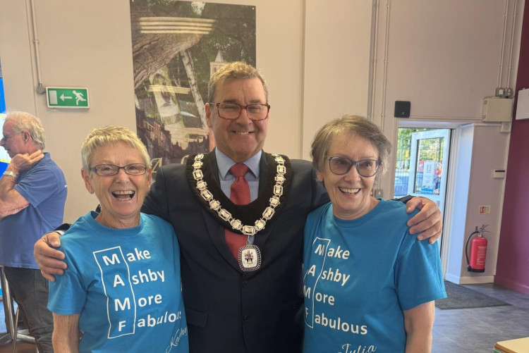 Ashby's new Mayor with Big Clean organisers Kathy and Julie (Photo: Murrae Blair-Park)