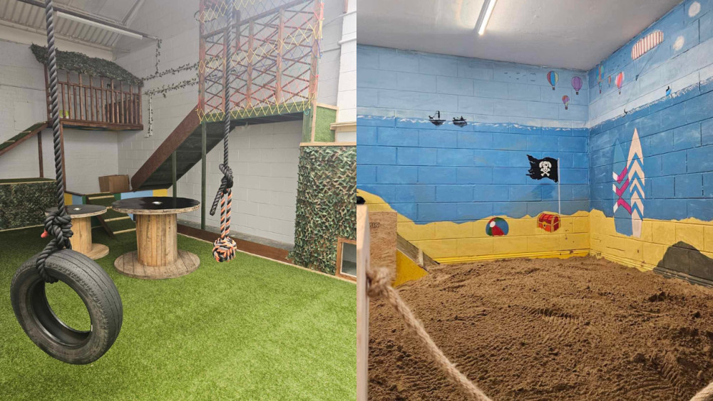 The dog park features a main playroom as well as a beach room (image via Barks Indoor Park)